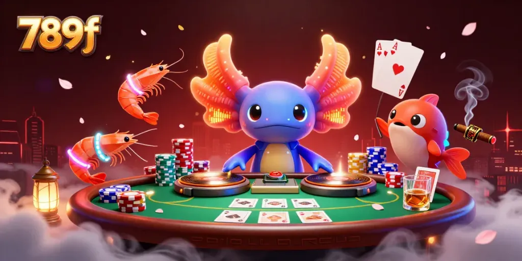 Experience the vibrant gaming atmosphere at 789f with lively characters and poker excitement.