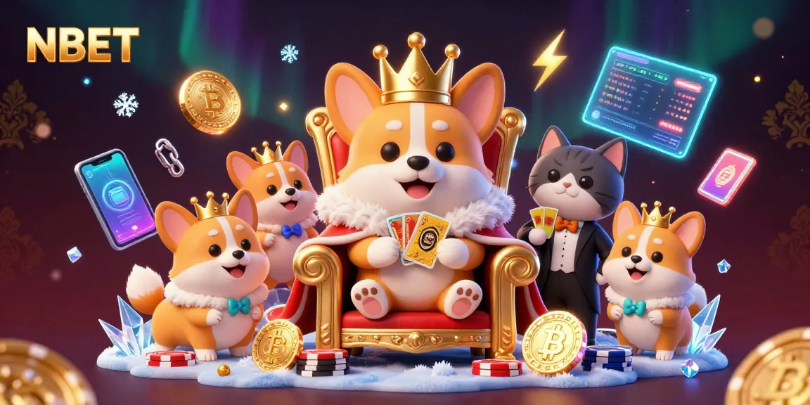 Engage in thrilling casino games with NBET while a regal corgi presides over poker chips.