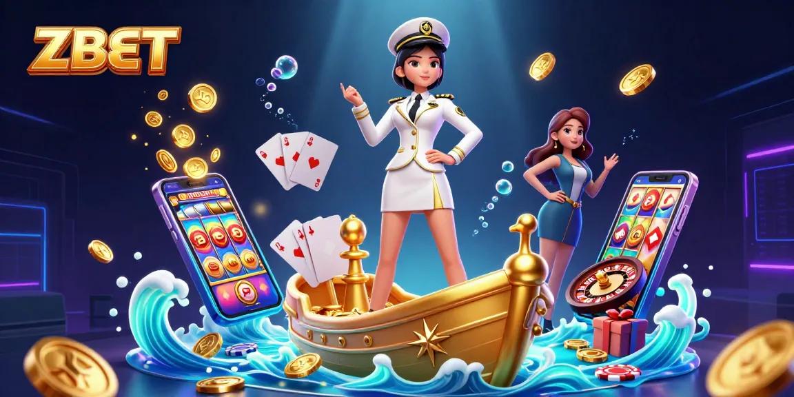 ZBET showcases an exciting 3D casino scene with vibrant slot games and engaging characters.
