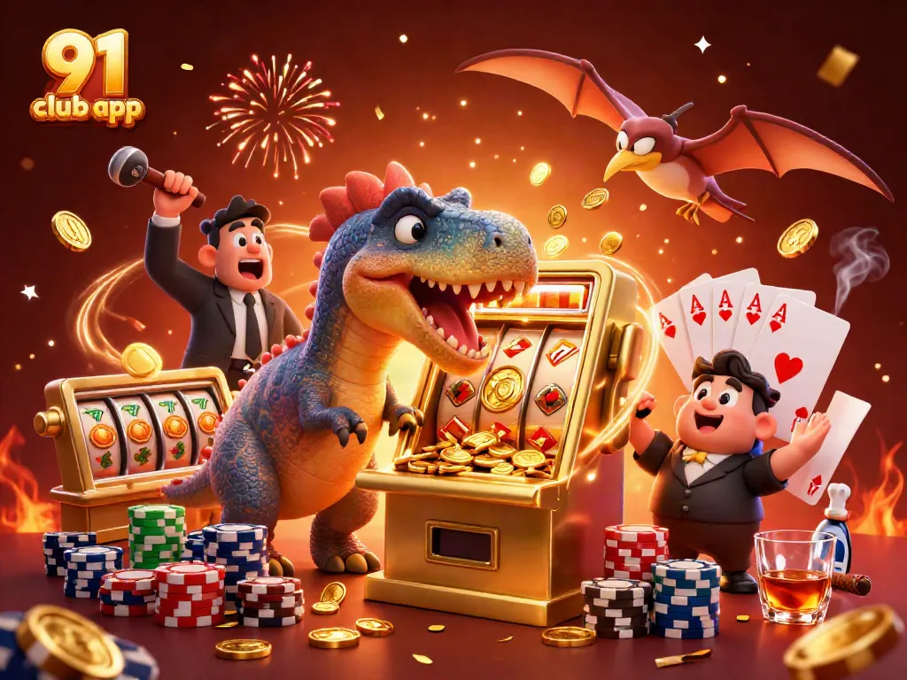 Experience excitement with the 91 club app as characters engage in a vibrant casino scene.