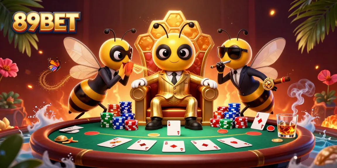 Engage in thrilling games at 89BET, featuring a bumblebee mob boss in a vibrant casino setting.
