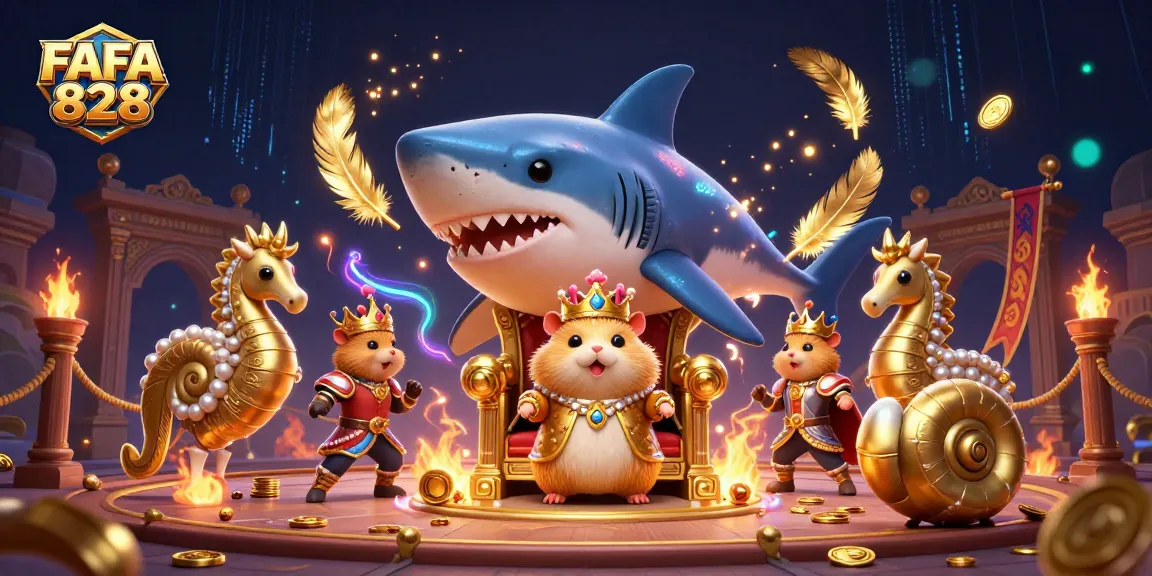 Engage with FAFA 828's exhilarating online gaming experience through a vibrant casino scene.