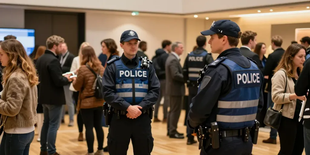 Private Security services on duty at a corporate event in London, ensuring a safe environment for attendees.