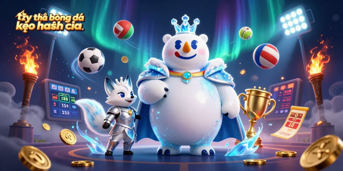 Tỷ lệ bóng đá kèo nhà cái artwork showcasing dynamic sports elements and characters in a vibrant scene.