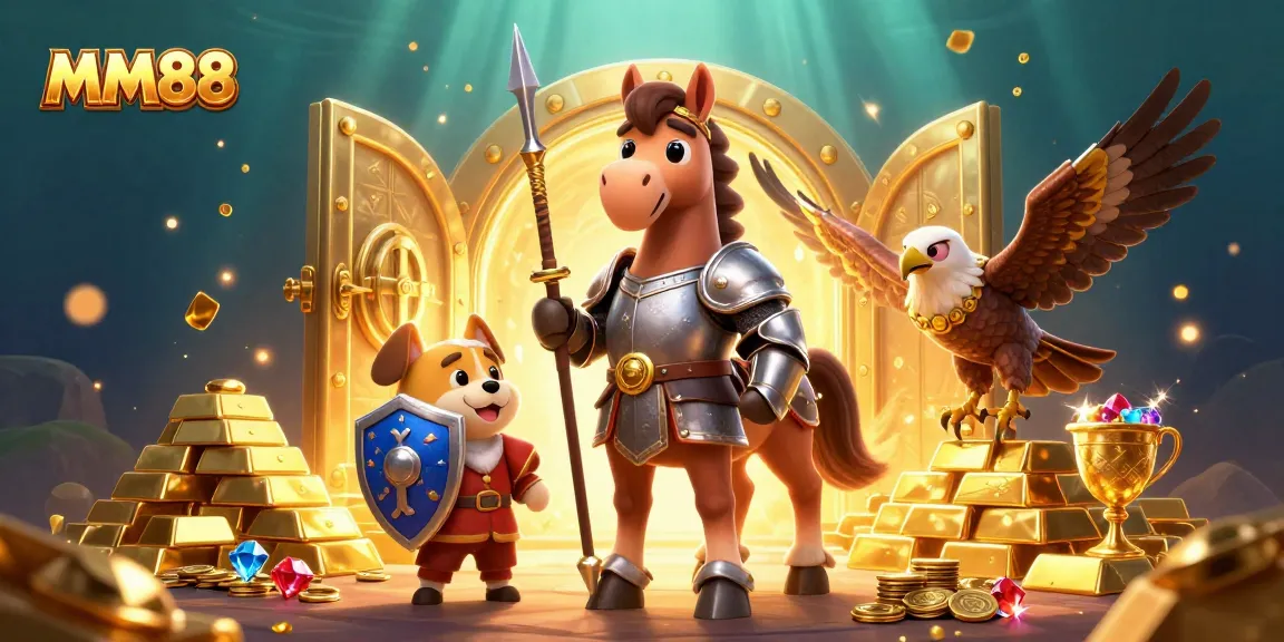 Engage with MM88's exciting gaming experience amidst treasures and vibrant action.
