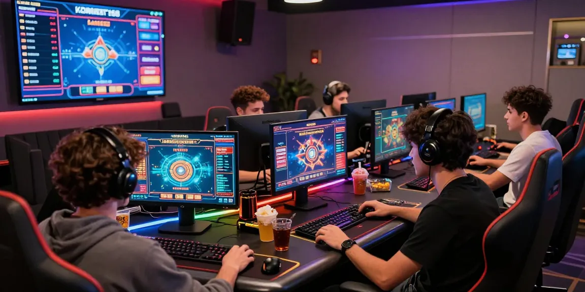 KOMBET168 online gaming scene with diverse players engaging in lively atmosphere.