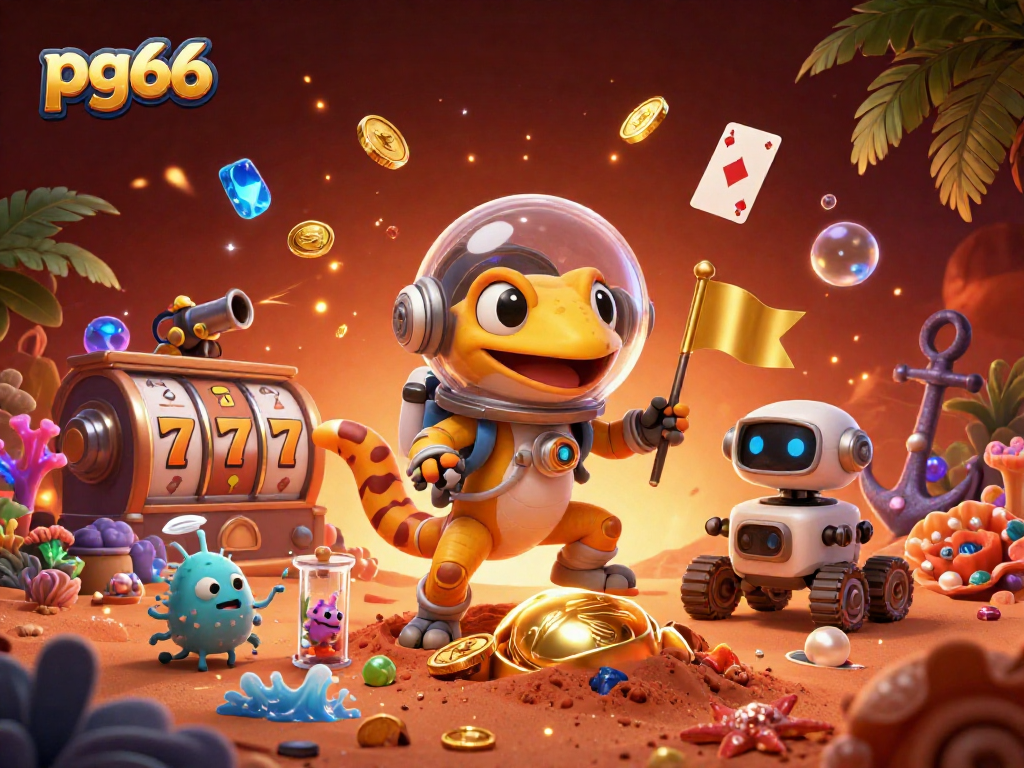 Experience thrilling moments at pg66 with a Martian gecko discovering a golden casino.