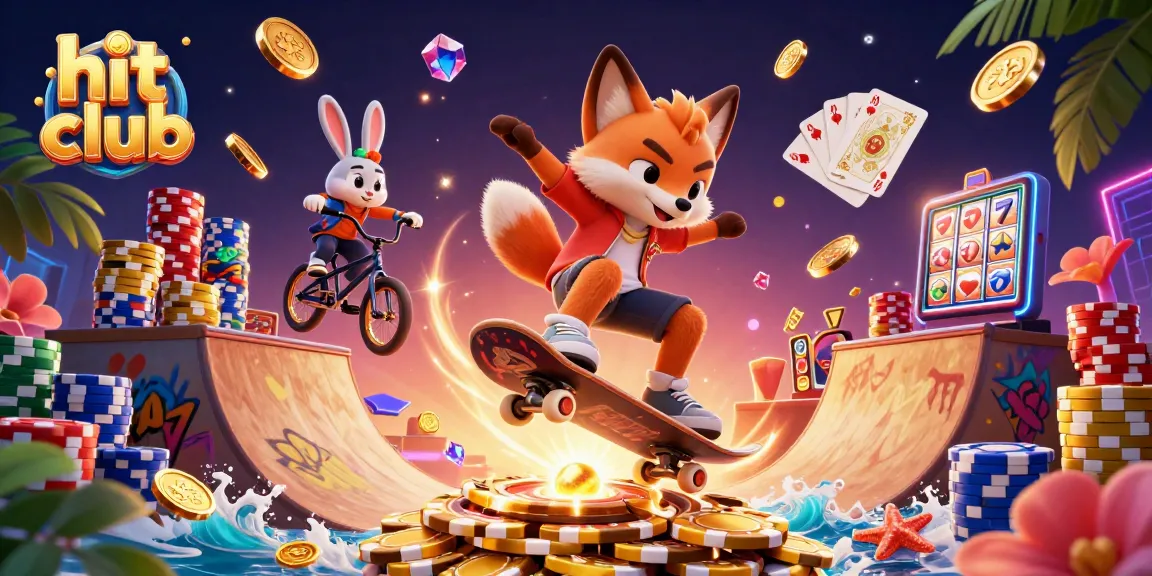 Experience thrilling gameplay at hit club with vibrant casino-themed characters and dynamic elements.