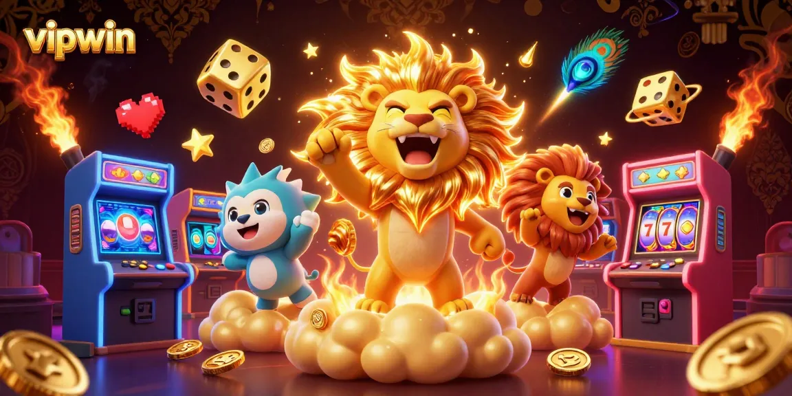 Experience the thrill of winning at vipwin with this vibrant 3D casino illustration featuring dynamic characters and game elements.