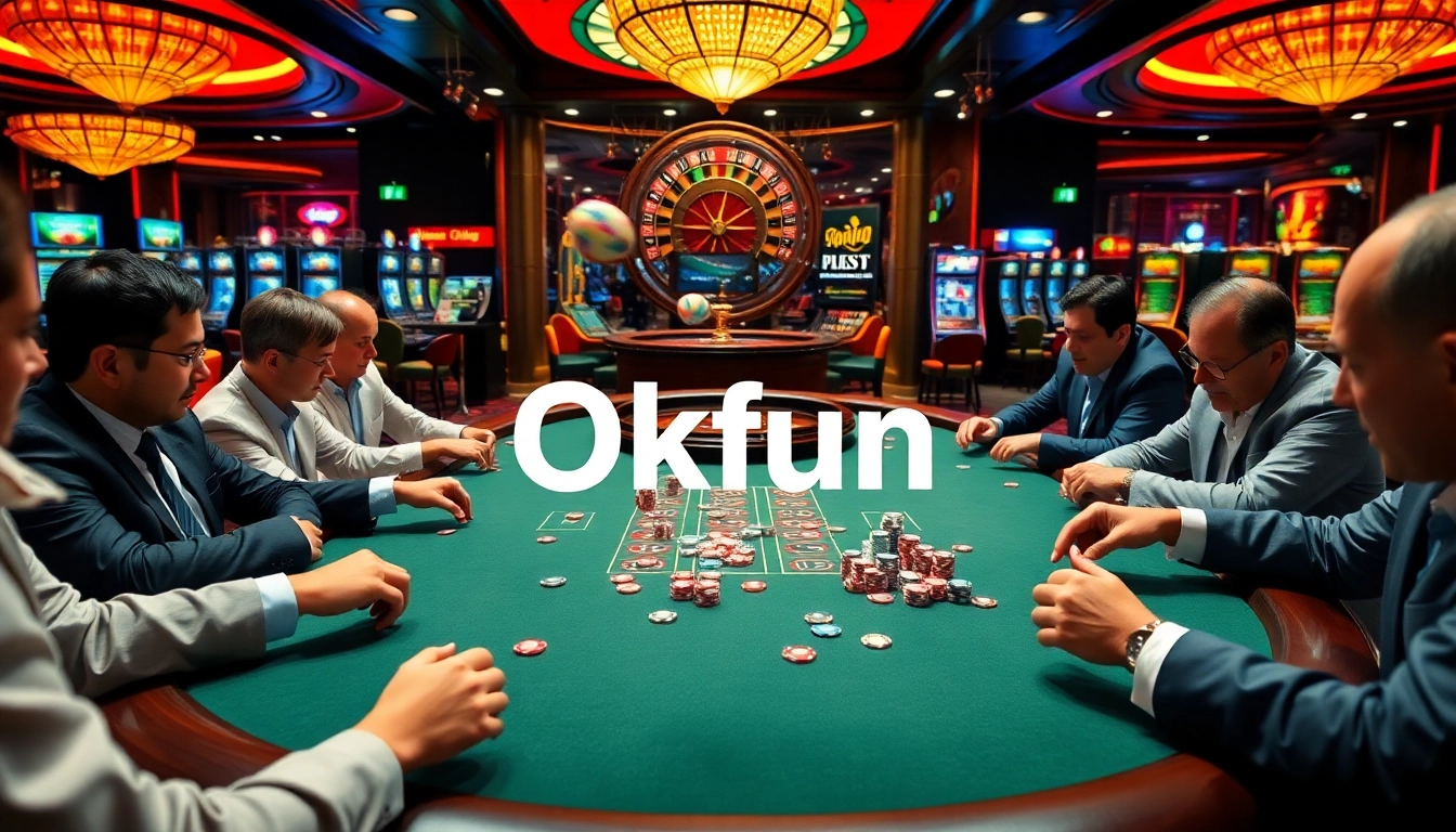 Engaging poker action at Okfun casino, showcasing vibrant gameplay and high stakes.