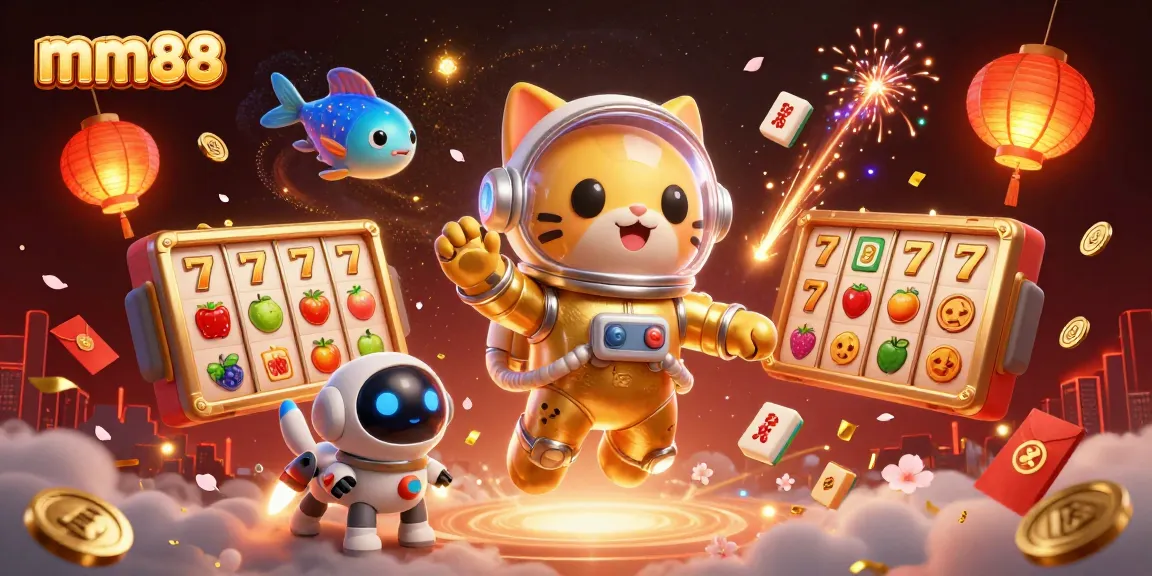 Experience thrilling gameplay at mm88 with vibrant slot reels and cosmic characters encapsulated in a stunning 3D scene.