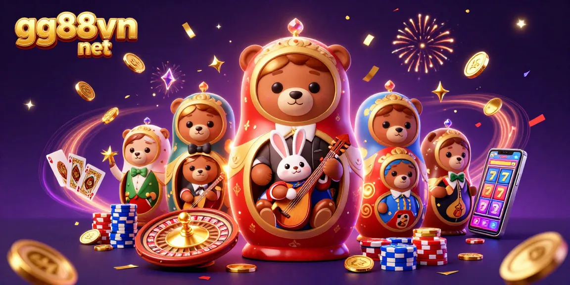 Experience gaming excitement with gg88vn net featuring vibrant casino-themed illustration.