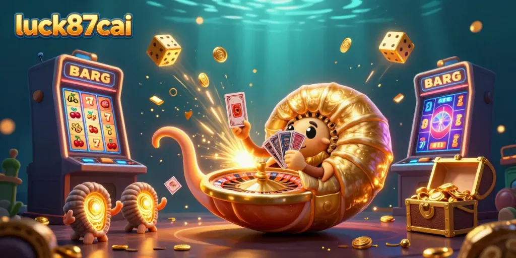 Experience the magic of luck87cai with a glowing nautilus and thrilling casino action.