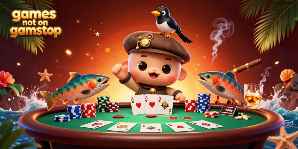Watch 3D cartoon characters enjoy games not on gamstop at a lively poker table.