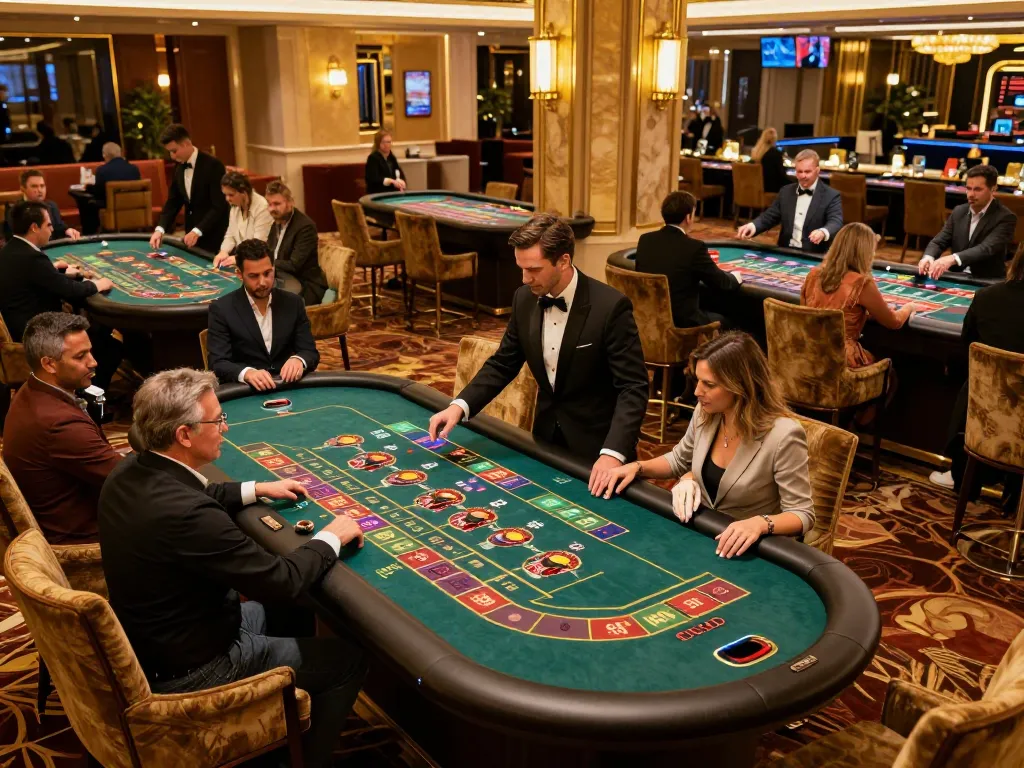 Players enjoying thrilling roulette action at 88Club casino floor under golden ambient lighting, showcasing vibrant gaming experience.