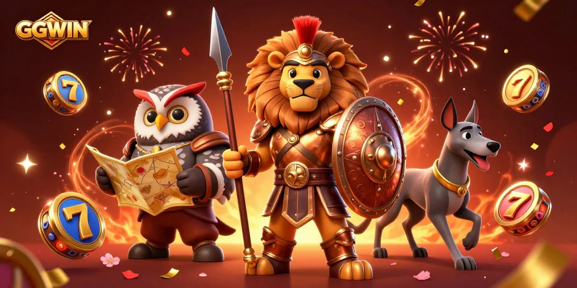 Experience the thrill of GGWIN with 3D slots game elements surrounded by vibrant characters and dynamic visuals.