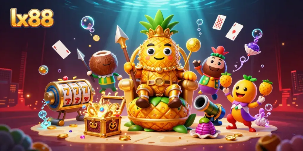 LX88 online casino scene showcasing vibrant characters and dynamic gaming elements.