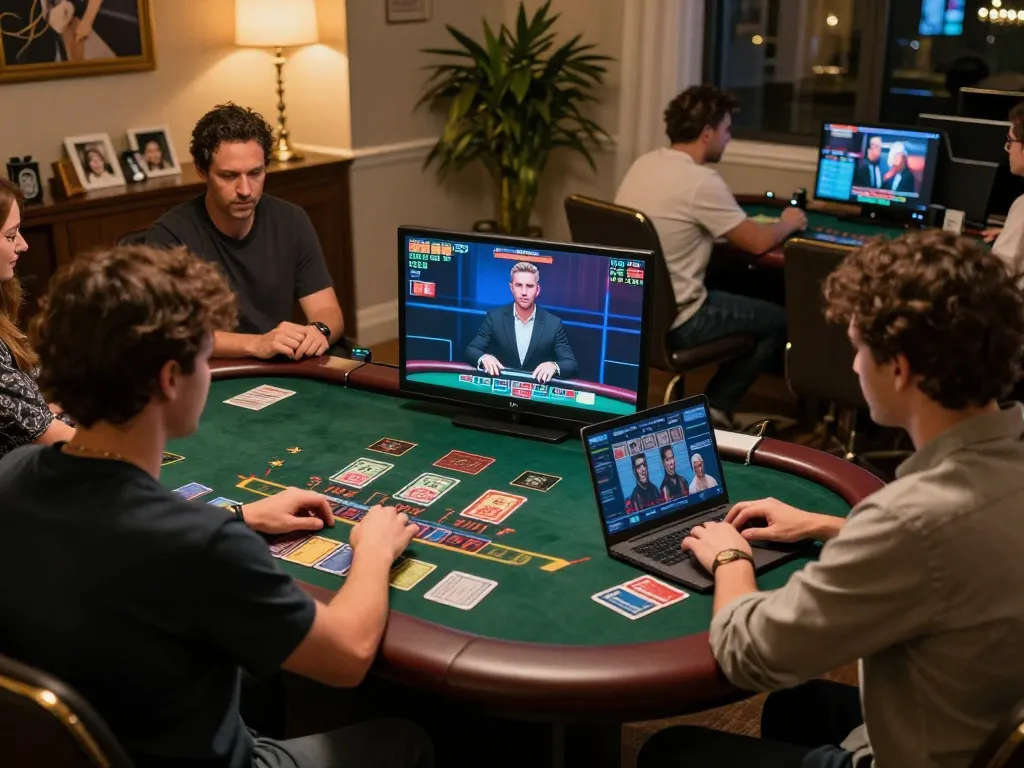 Engaging in live dealer blackjack gameplay on KUWIN, showcasing a stylish home setup for online gambling