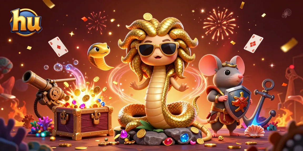 Experience gaming excitement at hu with Medusa and treasures among colorful casino elements
