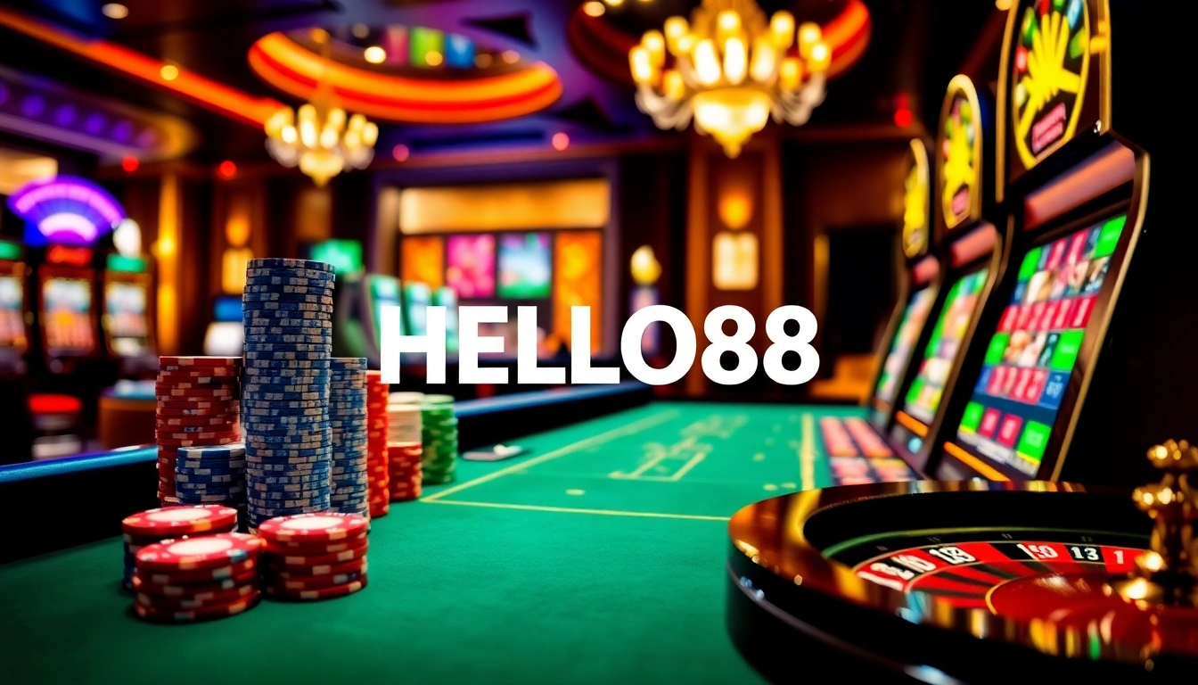Experience the thrill of HELLO88 gaming with vibrant casino tables and engaging action.