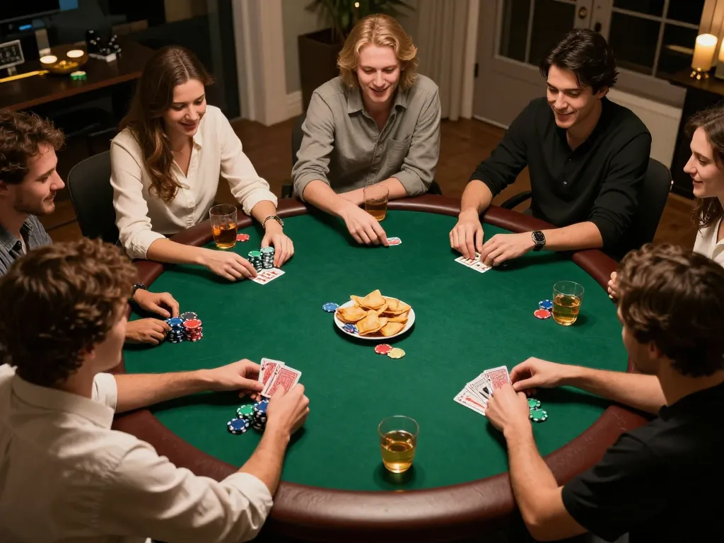 Engaged players enjoying a home poker game night showcasing 789clubgo in a cozy atmosphere