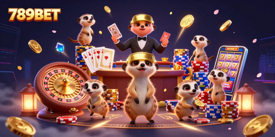 Experience thrilling casino action at 789BET with meerkats in a vibrant 3D illustration.