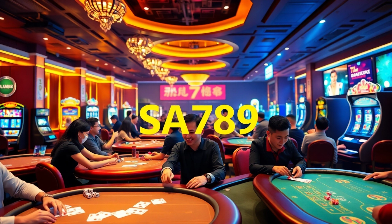 SAO789 vibrant casino scene depicting players enjoying various games in a welcoming atmosphere