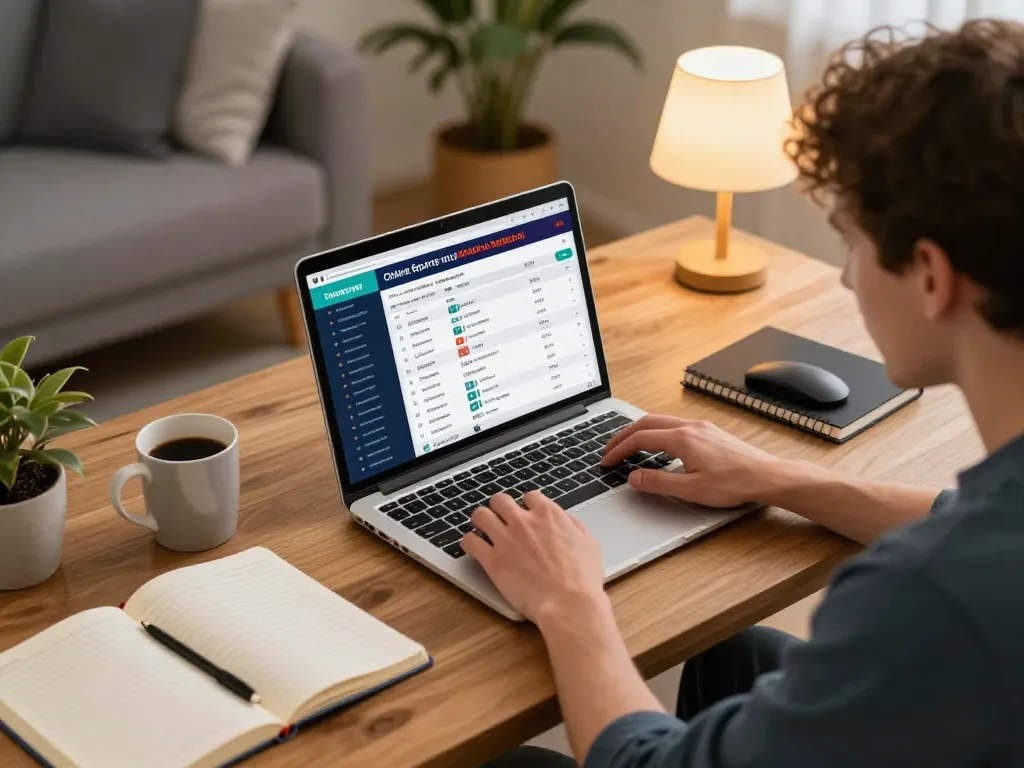 Engaged bettor using 1gom platform on a laptop for online sports betting.