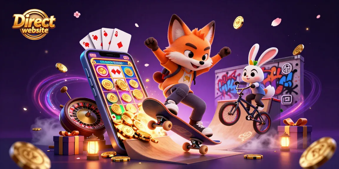 Experience the thrill of a Direct website through dynamic gaming elements in an engaging casino scene.