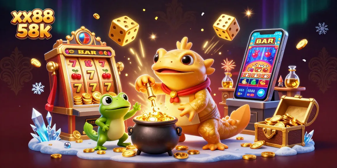 Experience the excitement of xx88 58k with a vibrant casino scene filled with gold coins and jackpot thrills.