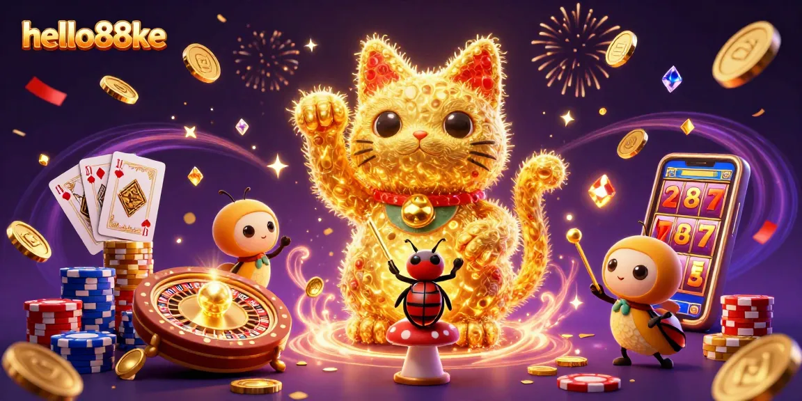 Join the excitement at hello88ke as golden fireflies and a lucky cat burst with casino fun!