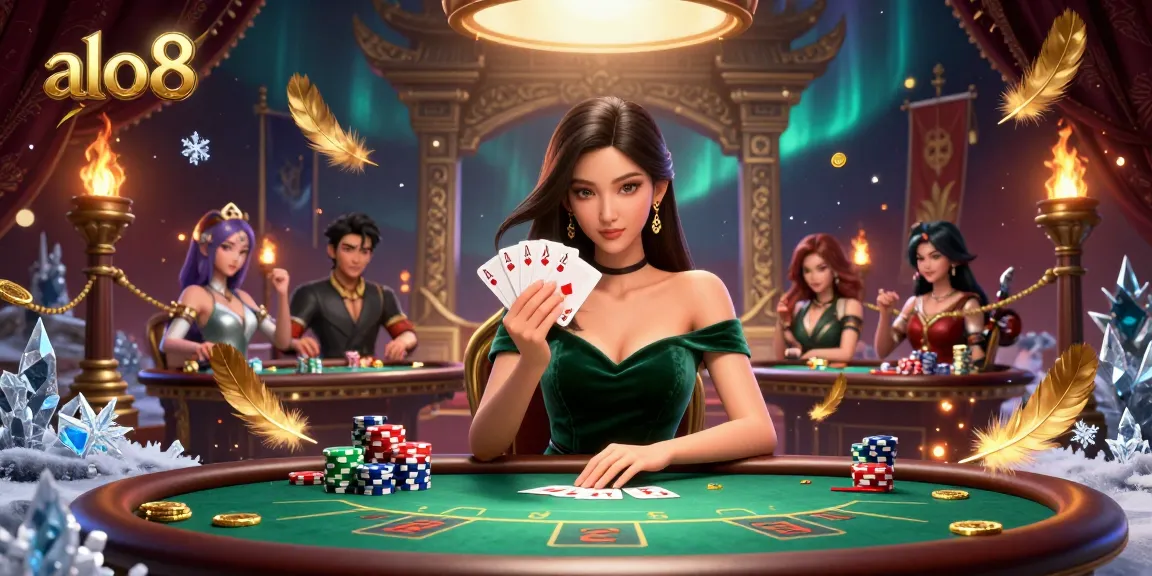 Engage in thrilling poker action at alo8 with a focused player and dynamic casino atmosphere.