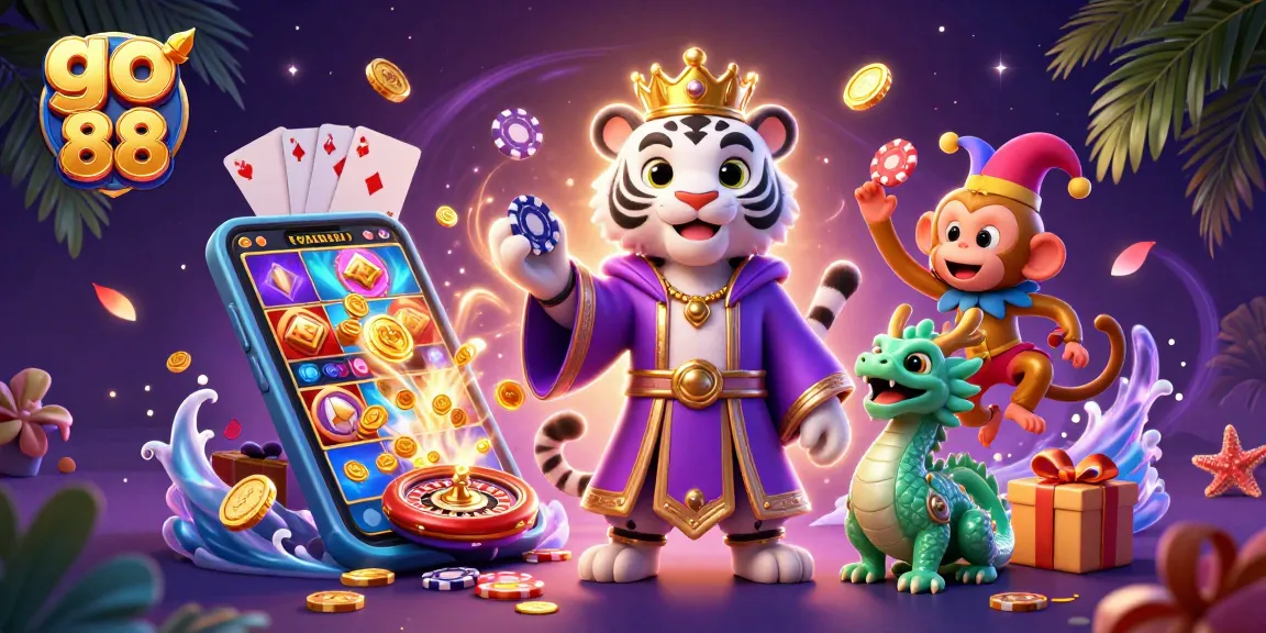 Experience thrilling gameplay at go 88 with a captivating illustration featuring dynamic casino elements.