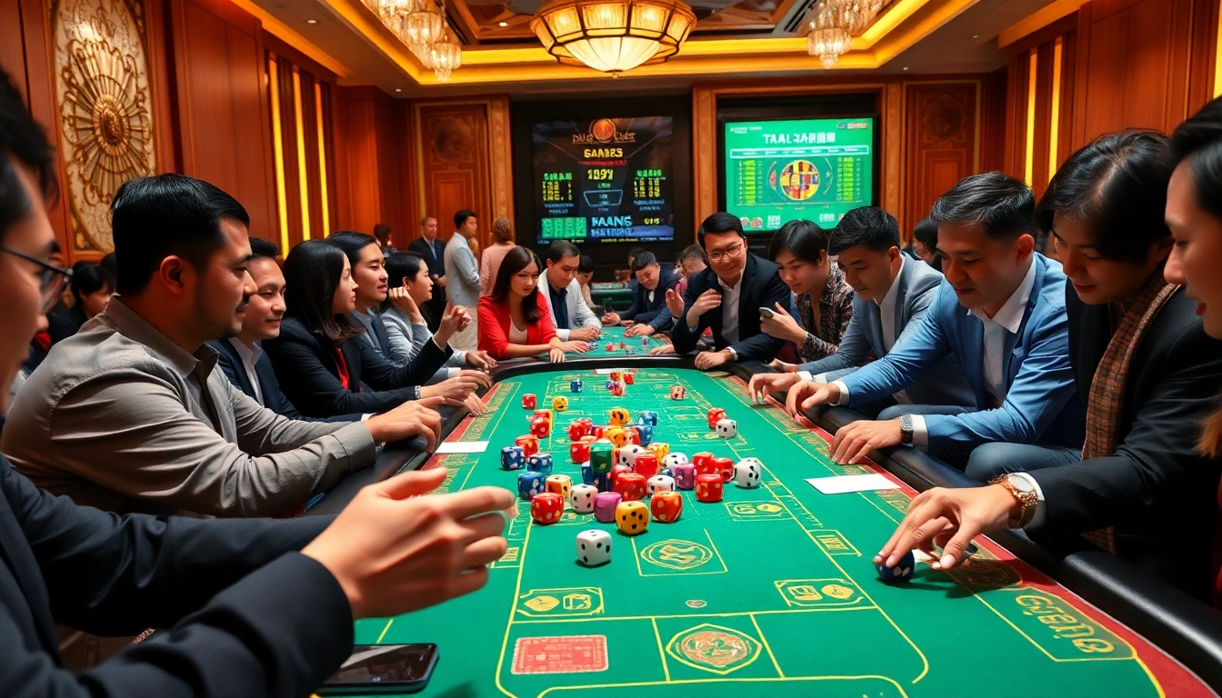Interactive Tài xỉu MD5 gaming table showcasing vibrant dice excitement and strategic betting.