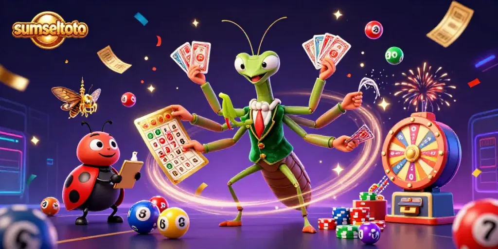 Join the excitement at sumseltoto with 3D characters engaged in lively lottery activities.