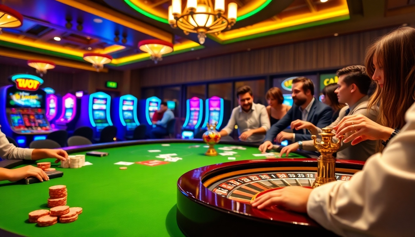 Players engaging in a dynamic casino game at LC88, showcasing cards and chips.