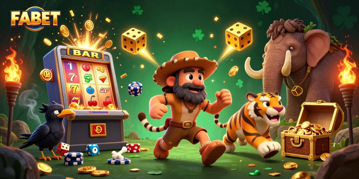 FABET enhances winning experiences with a vibrant casino scene featuring unique characters and game elements.