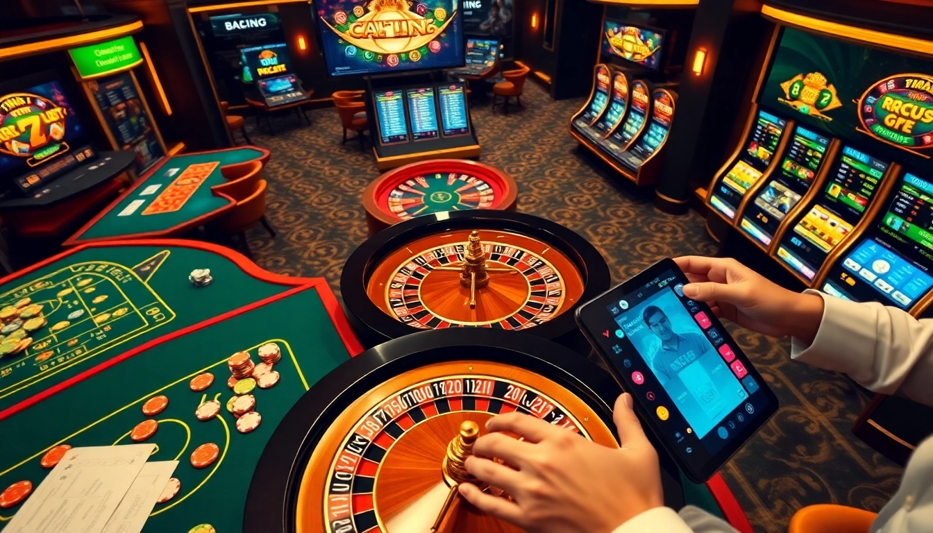Betting on dynamic online casino action at https://tructiepthethao.co/ with poker chips and a roulette wheel.