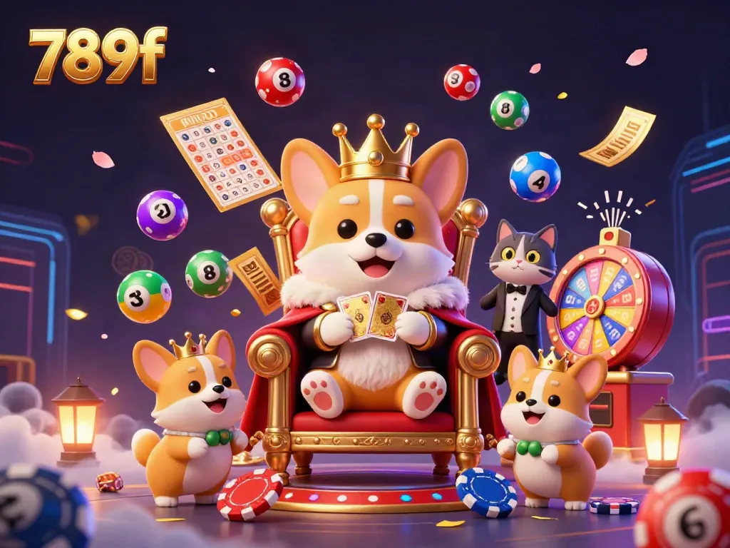 Play with 789f in a vibrant casino scene featuring a royal corgi on poker chips.