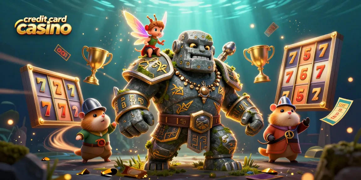 Engage with the dynamic action at a credit card casino featuring magical characters and vibrant slot elements.