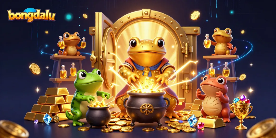 Bongdalu depicts a winning gambling scene where a golden salamander alchemist turns base metals into wealth, surrounded by treasures and excitement.