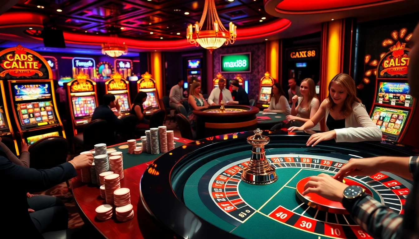 Experience the thrill of max88 with players enjoying a vibrant casino atmosphere.