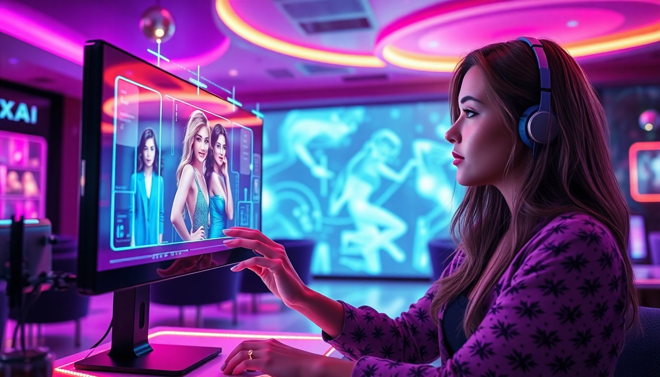 Engaging AI chat experience showcasing advanced sex AI technology in a futuristic setting.