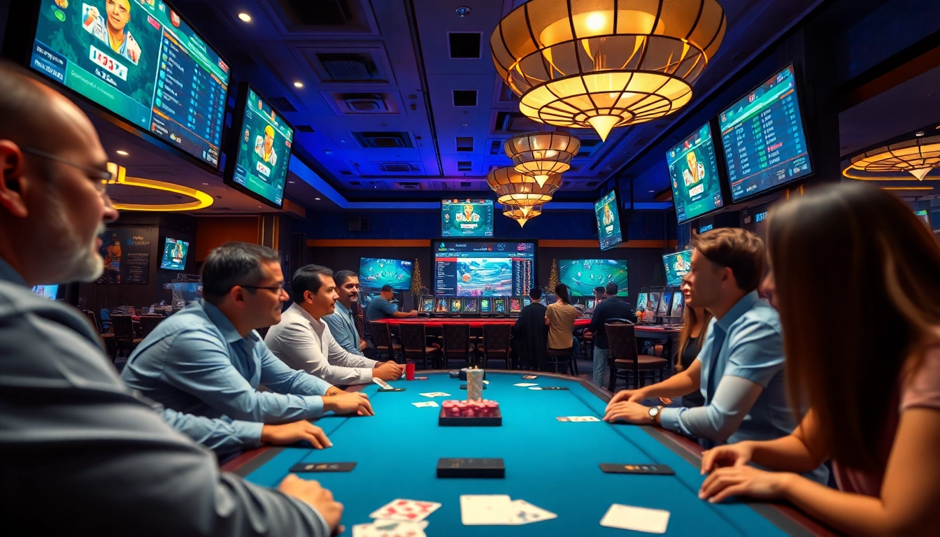 Dynamic online gaming experience at sbobet.dance with players enjoying poker and sports betting.