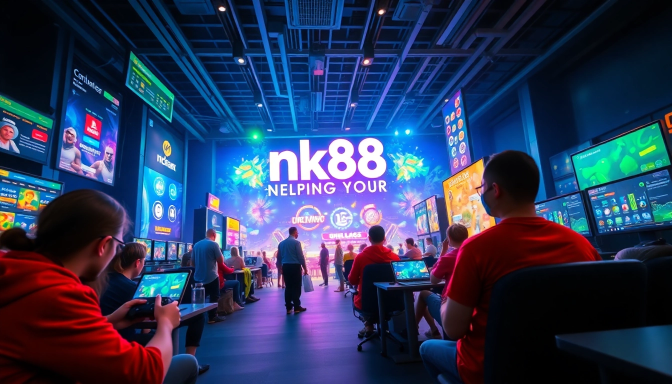 Engaging nk88 online gaming scene with players, vibrant graphics, and immersive interface.
