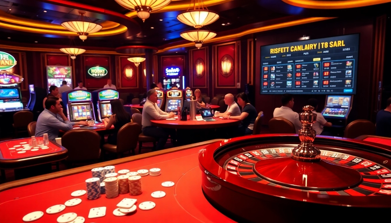 Engage with high-stakes poker at https://f168.sarl/, showcasing chips, cards, and a roulette wheel.