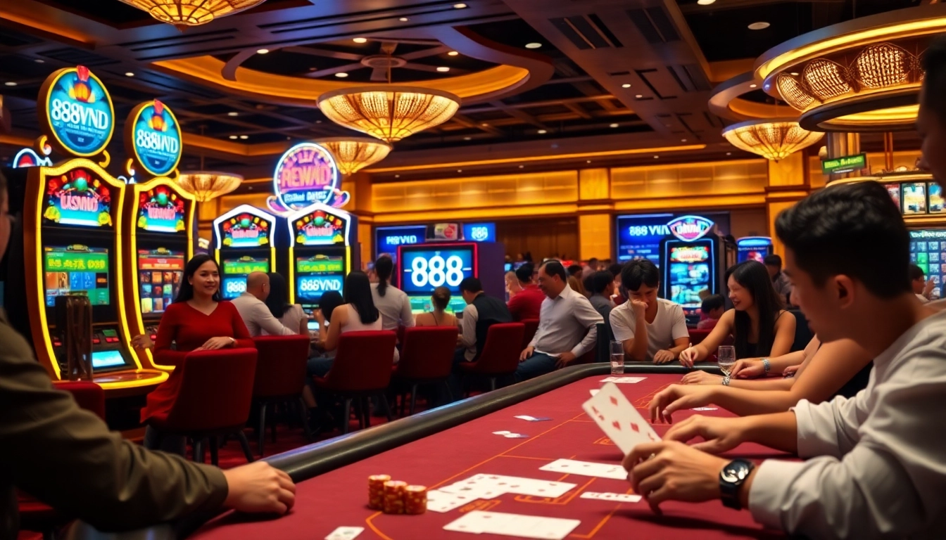 Experience the excitement of gambling at 888VND's vibrant casino atmosphere.
