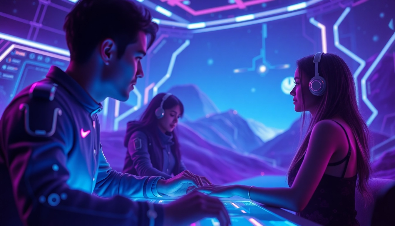 Engaging ai nsfw character AI interaction in a futuristic digital setting.