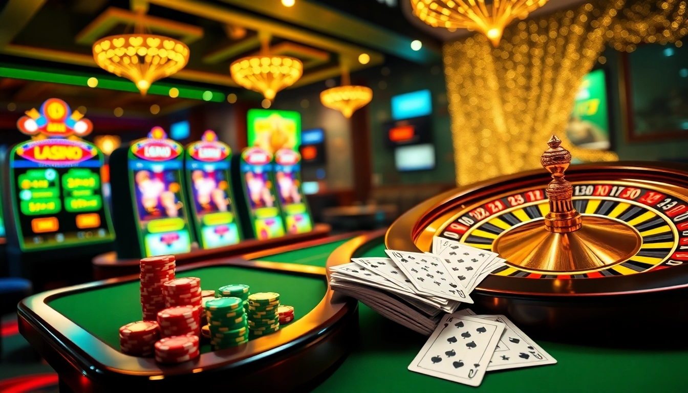 Winning strategies at LC88.COM showcased in an exciting casino scene with vibrant slot machines and roulette.